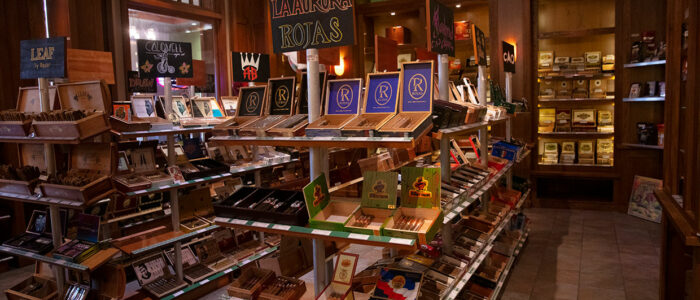 Famous Smoke Shop Interior Cigar Shelves