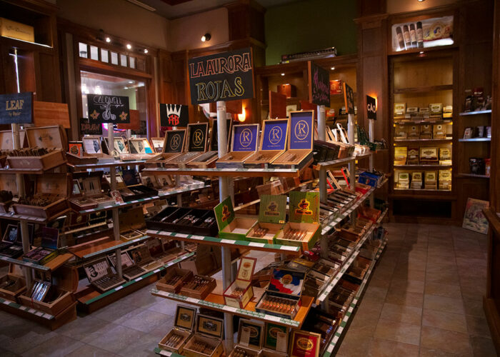 Famous Smoke Shop Interior Cigar Shelves