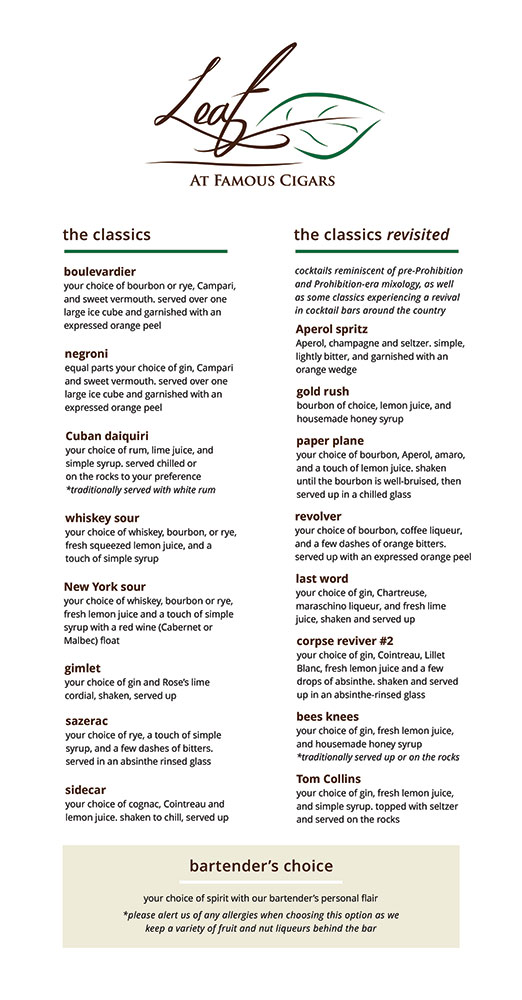 Leaf Cigar Bar & Lounge: Cocktail Menu - Page 2